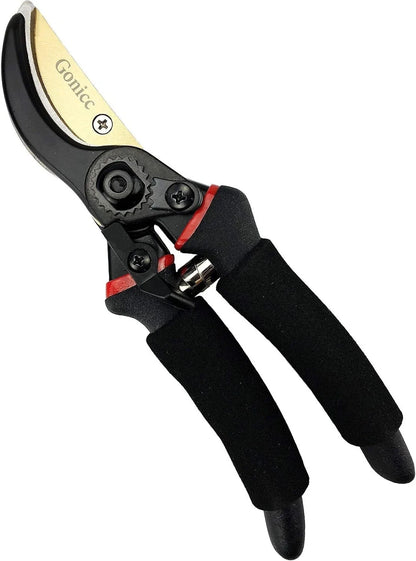 Gonicc 8" Professional Bypass Secateurs | Titanium Blade | Ergonomic Non-Slip Handles | Pruning Shears