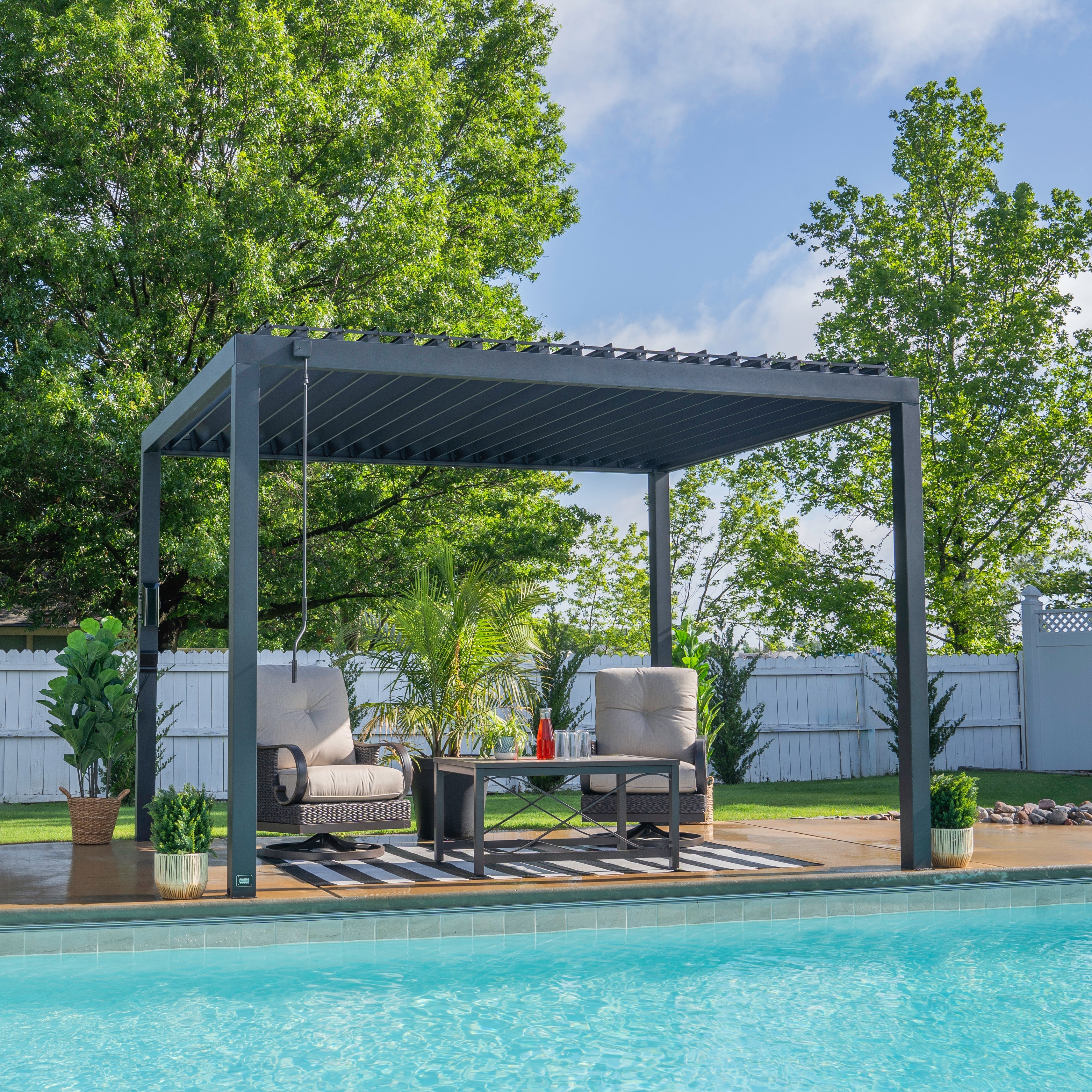 3.6m x 3.0m (12ft x 10ft) Sarasota Steel Louvered Pergola