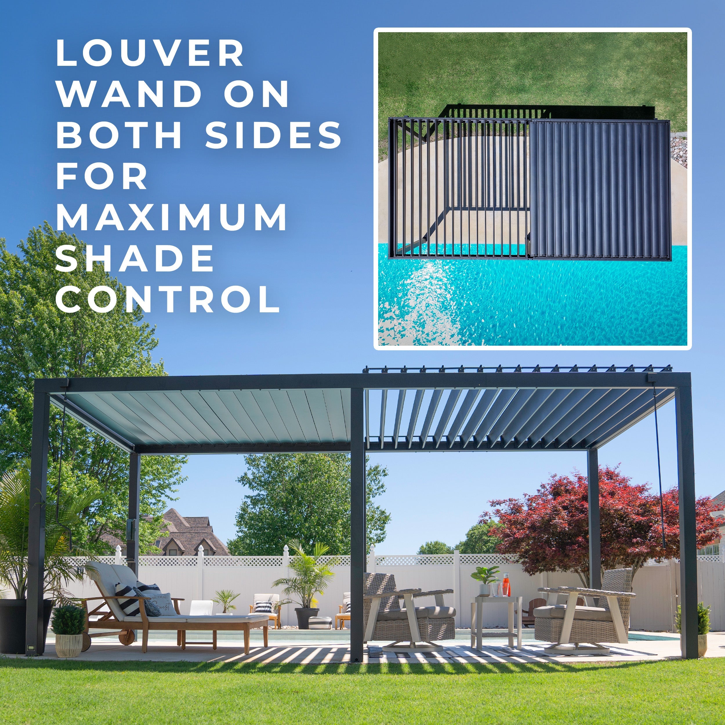 6.0m x 3.0m (20ft x 10ft) Sarasota Steel Louvered Pergola